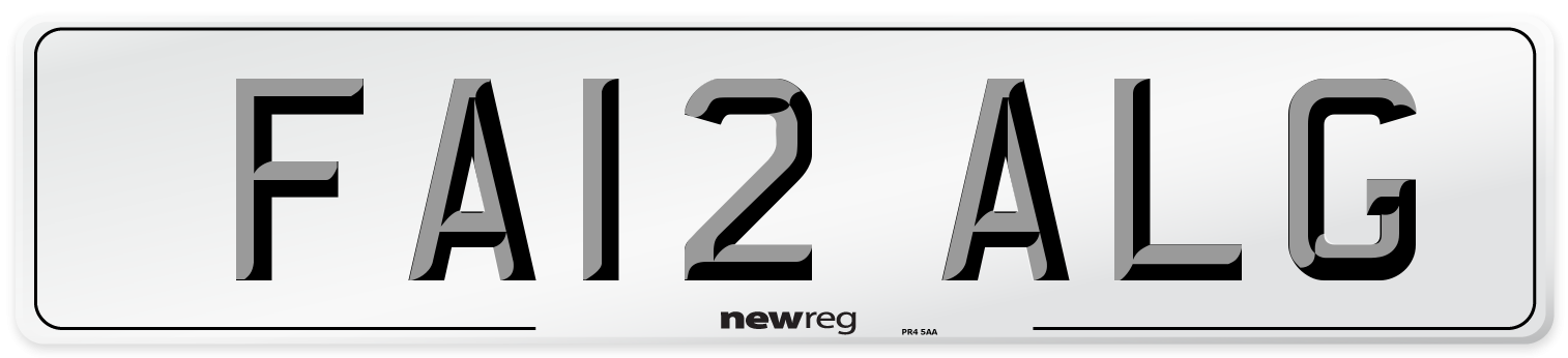 FA12 ALG Number Plate from New Reg